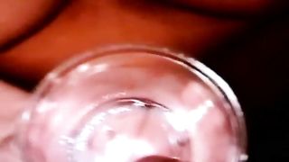 Blonde teacher drinking piss