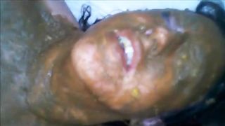Cum on the face of a scat slut