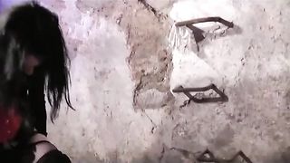 Chubby slave drinking piss