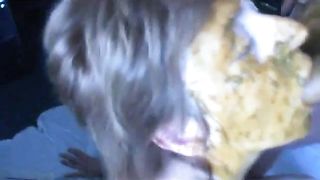 Sucking a cock with green poop on it