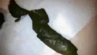 Scat and dildo on the bed
