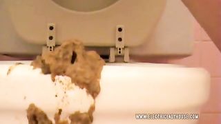 Naughty girl pooping creamy shit