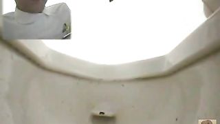 Constipated Japanese girl pooping