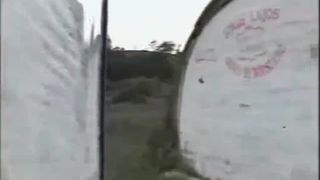 Skinny brunette shitting outdoor