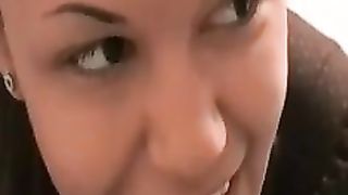 Emo girl trying really hard to poop