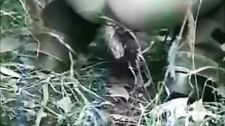 Mature woman shitting in nature