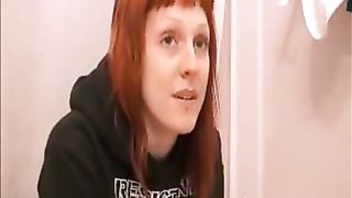 Redhead college girl shitting