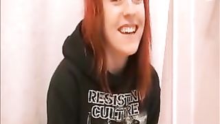 Redhead college girl shitting