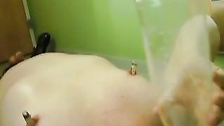 Toilet slave drinking a mix of scat