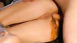 Liquid shit on his medium cock