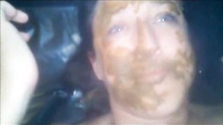 Drunk babe eating poop