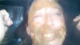 Drunk babe eating poop