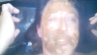 Drunk babe eating poop