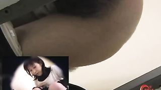 Hairy Japanese girl in a public bathroom