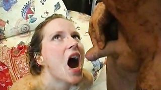 Cum and piss on a scat slut