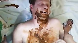 Licking shit from her ass