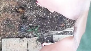 Hot babe peeing in public