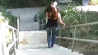 Beautiful babe shitting in public