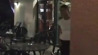 Beautiful girl shitting in a restaurants bathroom