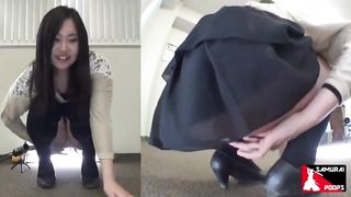 Brunette Asian girl farting