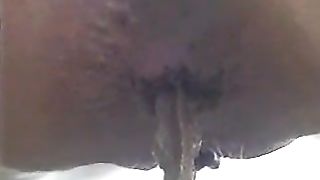 Beautiful girl pooping outdoor