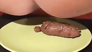 Hot brazilian girl shitting on a plate