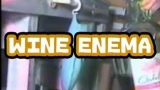 Skinny girl doing enema with wine