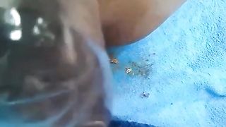 Squirting while pooping a long turd