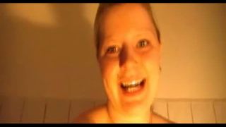 Blonde teen licking her own shit