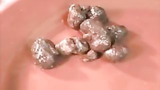 Hot babe with curly hair pooping