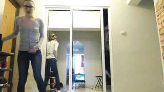 Woman plays with her massive shit on the floor