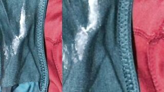 Girl shows off her piss and shit stained panties