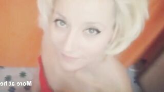 Blonde woman takes a massive shit in her mouth