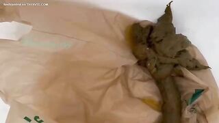 Big ass woman squats and takes a shit on the floor
