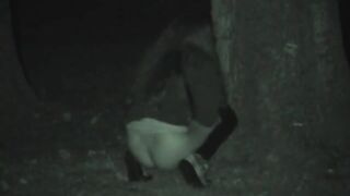 Girl squats and takes a big shit on the ground outside