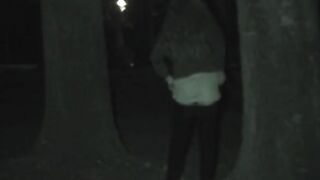 Girl squats and takes a big shit on the ground outside