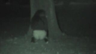Girl squats and takes a big shit on the ground outside