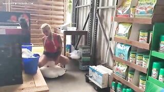 Babe drops pants and takes a shit in a store