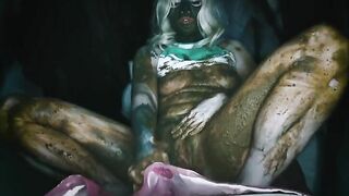 Girl takes a huge shit and smears it all over her body