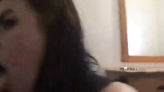 Woman spreads her ass cheeks and shows her shit covered asshole