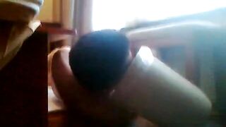Man ejaculates in woman's mouth and covers her face with cum