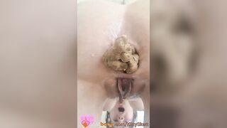Girl eats her own shit off the floor