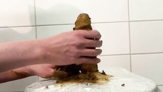 Dirty dildo suck and eat shit