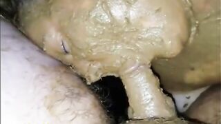 Fat Drunk Skank Sucking Shit Covered Cock