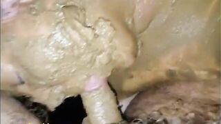 Fat Drunk Skank Sucking Shit Covered Cock