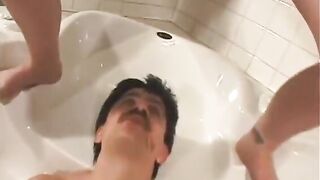 Femdom busty slut scat play