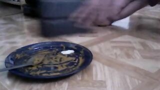 Forced cum in shit lick up femdom feeding