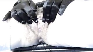 Pretty hairy girl pussy fingering and pooping