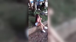Latina Publicly Shits In Her Hand