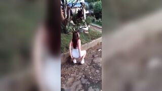 Latina Publicly Shits In Her Hand
